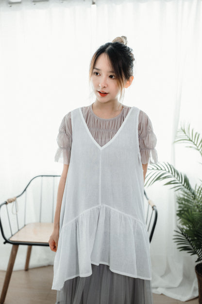 日系V領荷葉魚尾邊疊穿Layer｜2色入