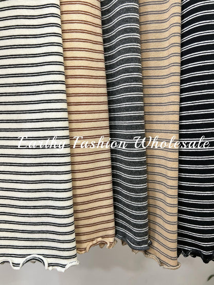 小企領條紋滾邊打底｜5色入