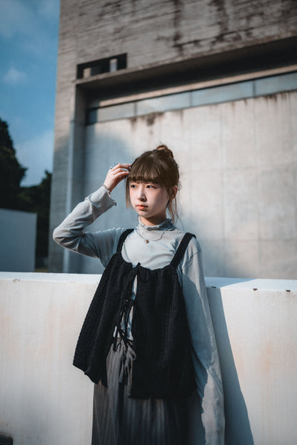 多穿法！泡泡格綁帶背心外搭｜4色入