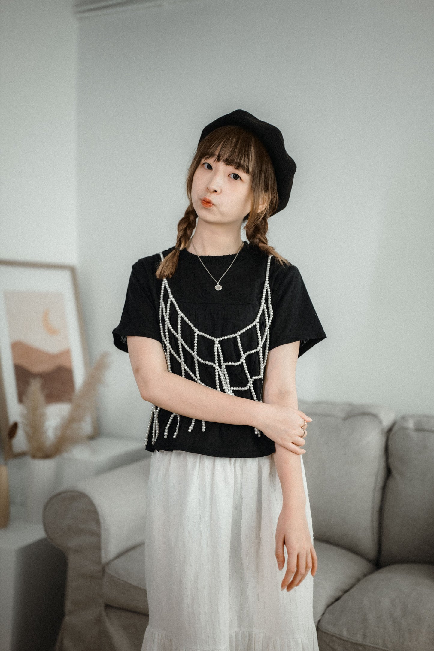 慵懶感Ruffle領豎紋寬鬆襯衫TOP｜3色入