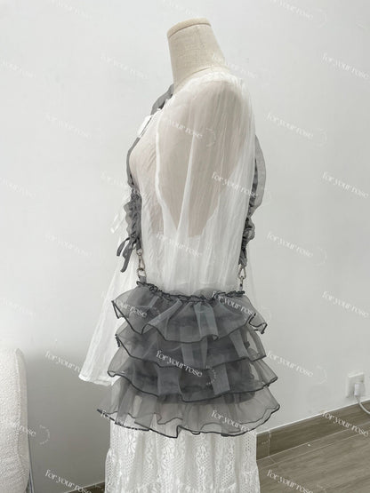 蛋糕層層ruffle紗紗袋 S size｜4色入