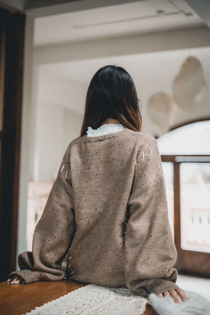 曲奇趣趣🍪 拼色粗縫繫帶針織上衣｜3色入