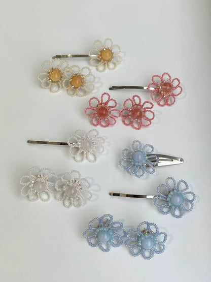 珠珠小花耳環/ 髮夾｜4色入