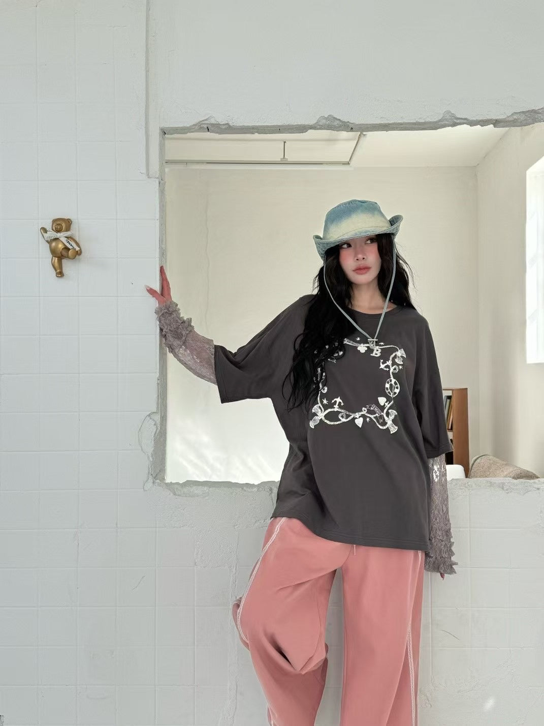 ROMANTIC RUFFLE LACE SLEEVES TEE | 3色入