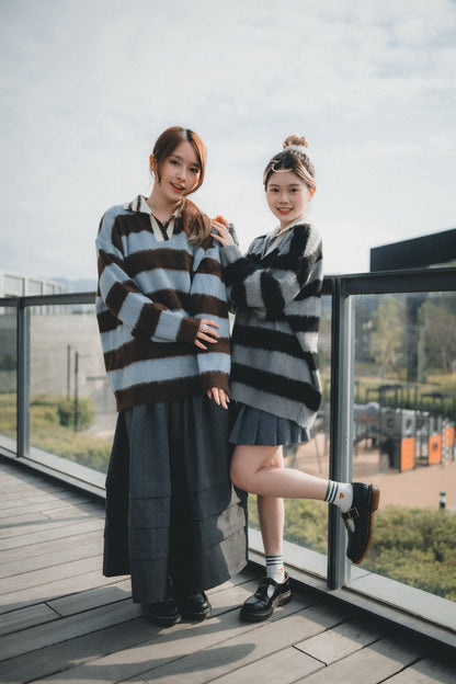 滑滑Fluffy • Stripe Collar Knit | 4色入