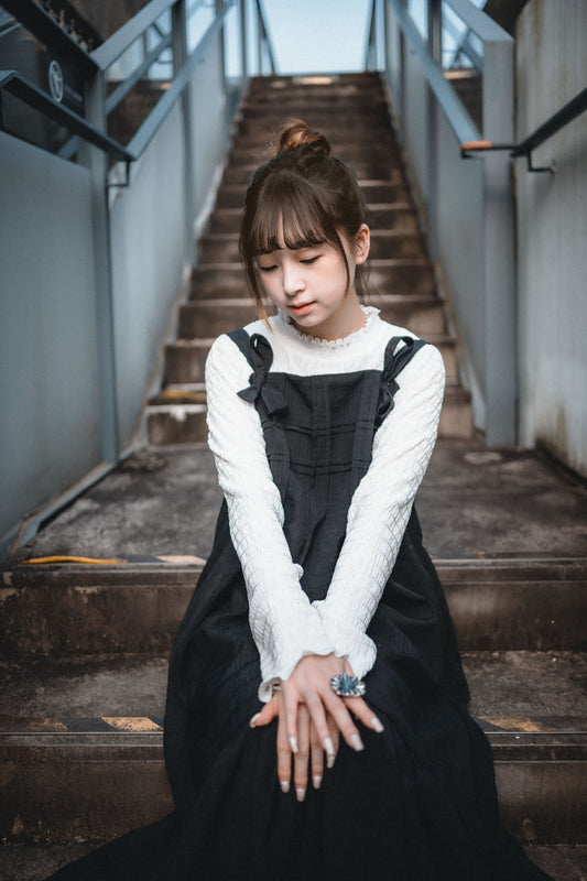 暗格紋Ruffle領內搭Top｜3色入