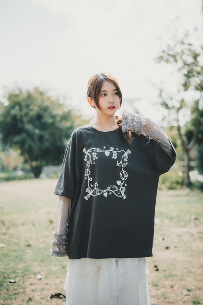 ROMANTIC RUFFLE LACE SLEEVES TEE | 3色入