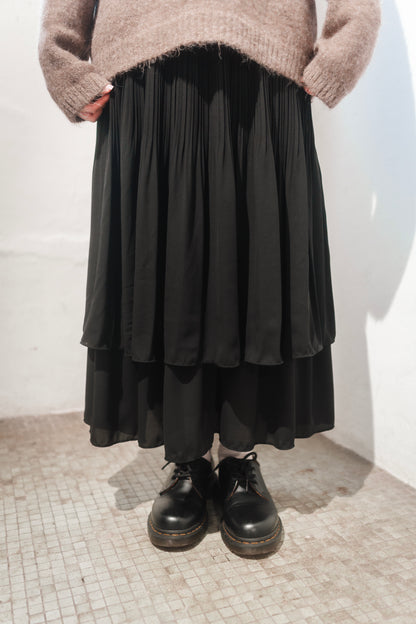 氣質仙女細褶雙層飄飄裙｜3色入