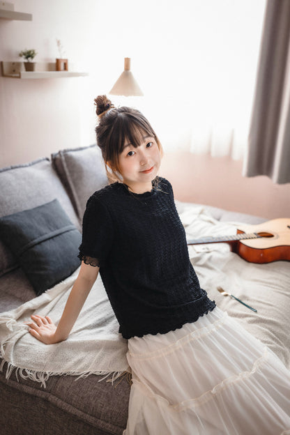 超soft☁️ 棉花糖拼接手袖TOP｜3色入