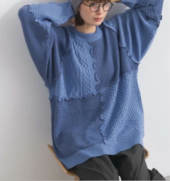 拼色縫接針織knit top｜4色入