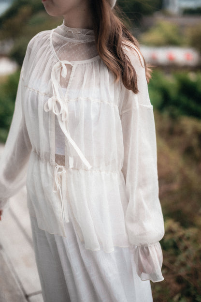 Comeback!! 超美💖透透紗紗綁帶外搭｜4色入e