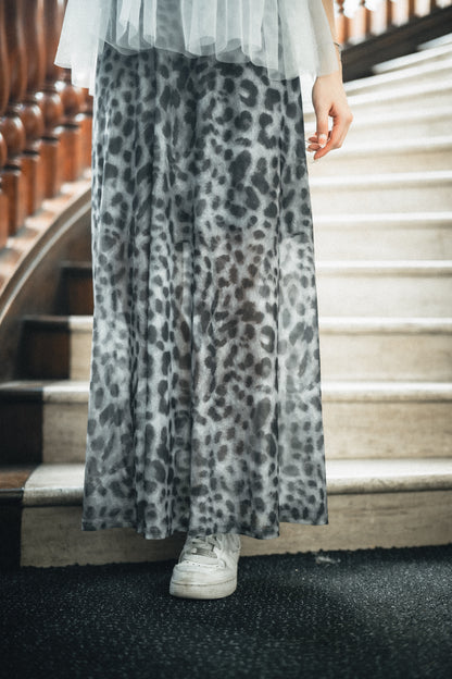 透紗～涼爽款豹紋開岔半裙｜2色入