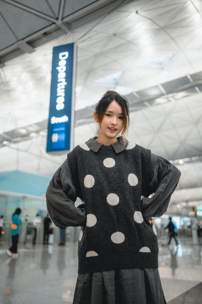 JP日系可愛波波針織馬甲｜2色入