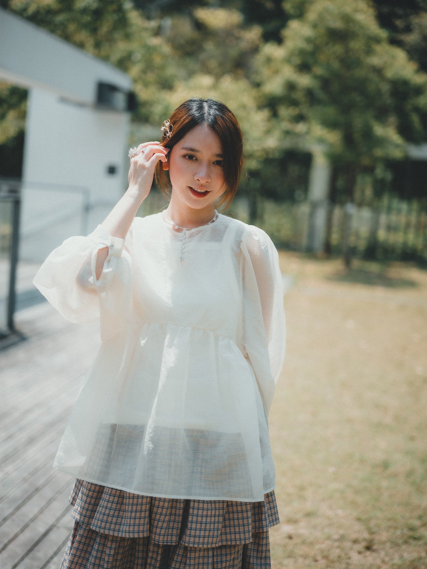 JP輕透綁帶襯衫blouse｜3色入