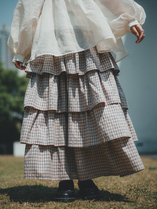 超日系！層層蛋糕格子sk｜2色入