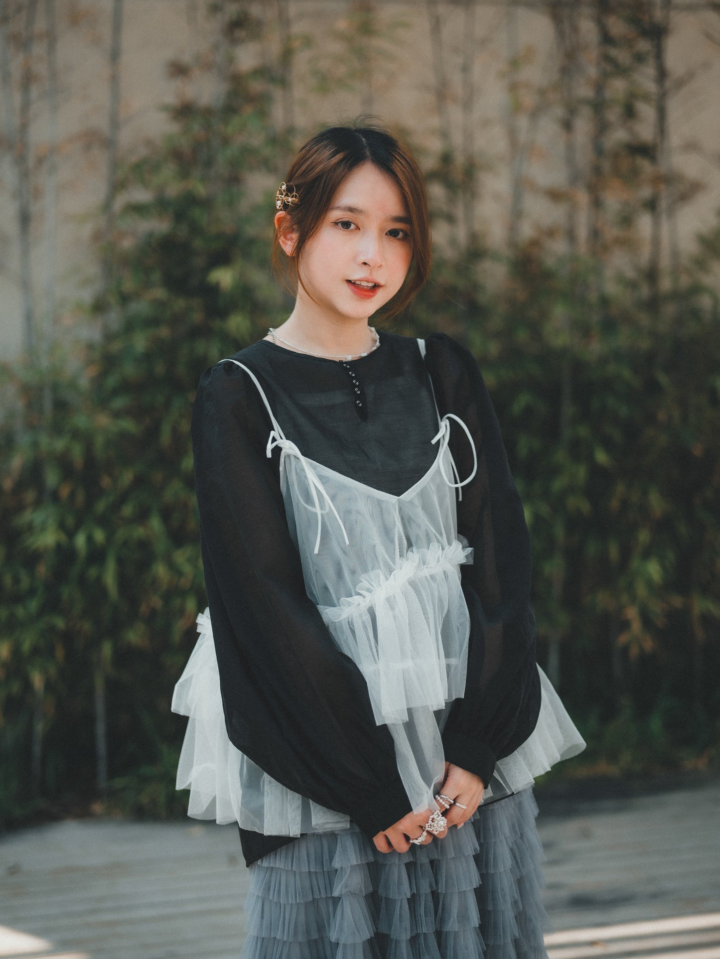 JP輕透綁帶襯衫blouse｜3色入