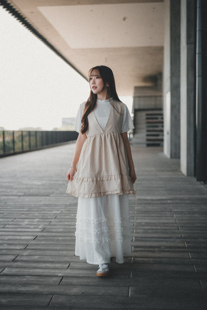 三層Ruffle Ruffle暗格紋半身裙｜3色入