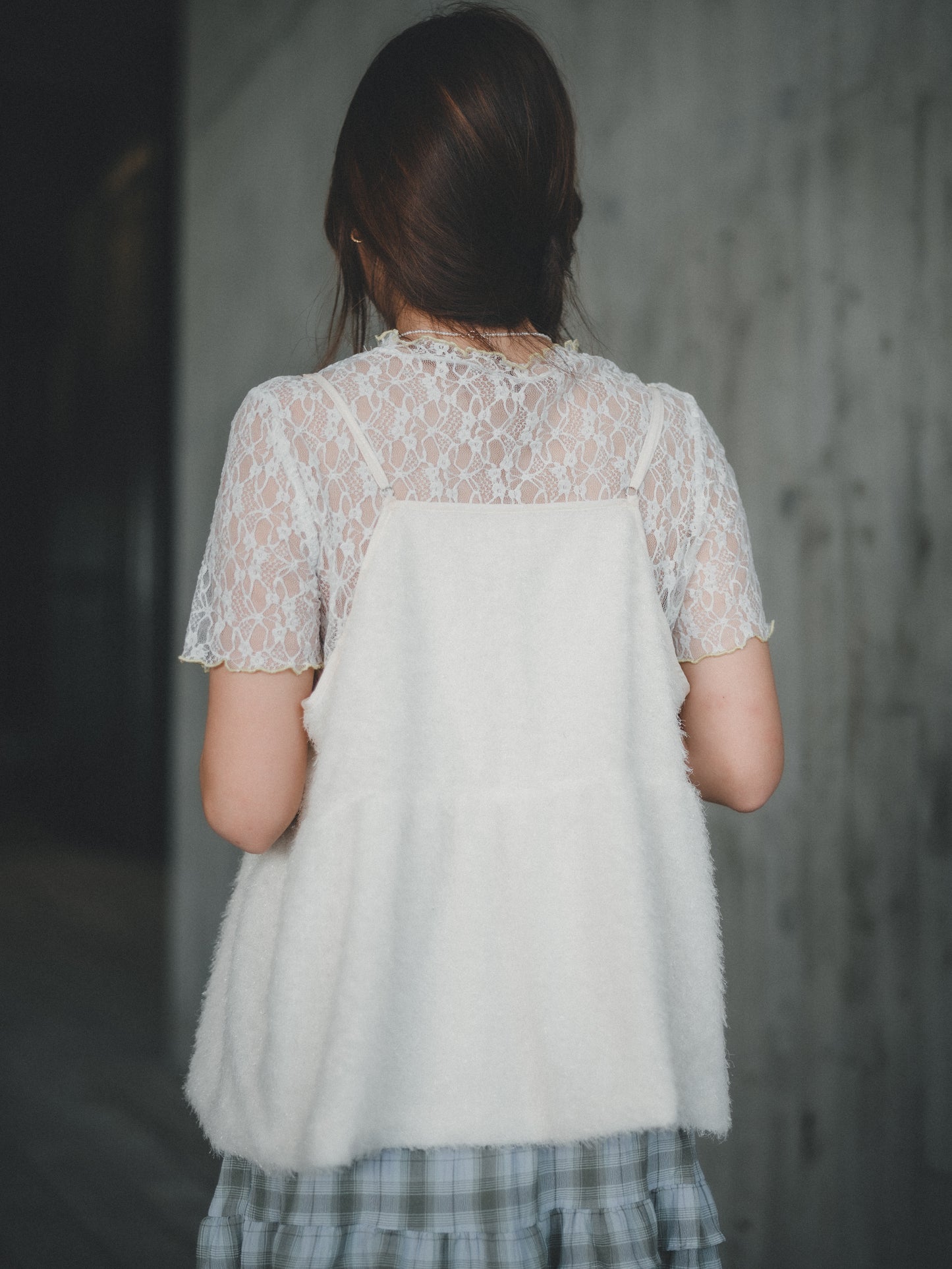 撞色捲邊Lace短袖Top｜2色入