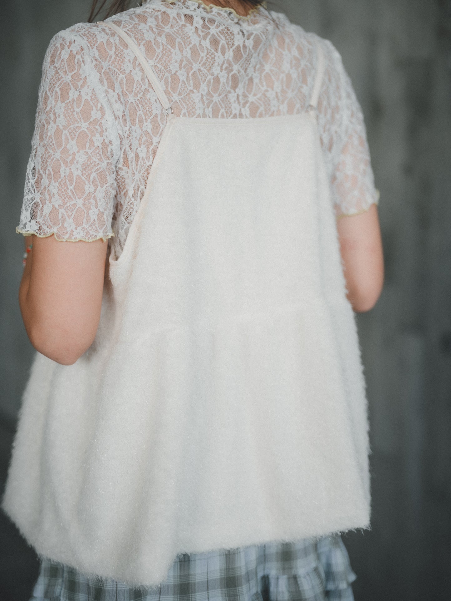 撞色捲邊Lace短袖Top｜2色入