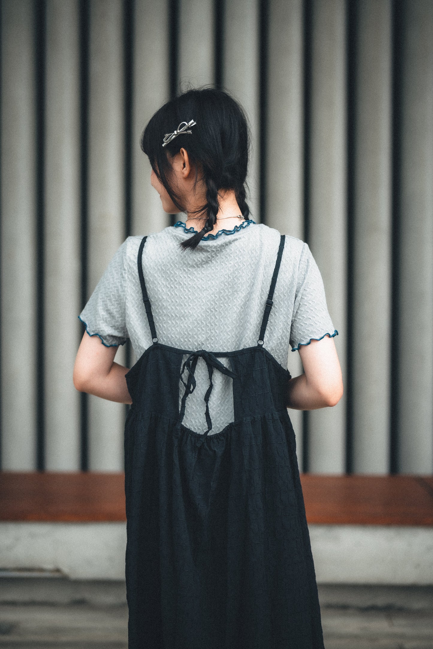 扭紋撞色RUFFLE TOP｜4色入