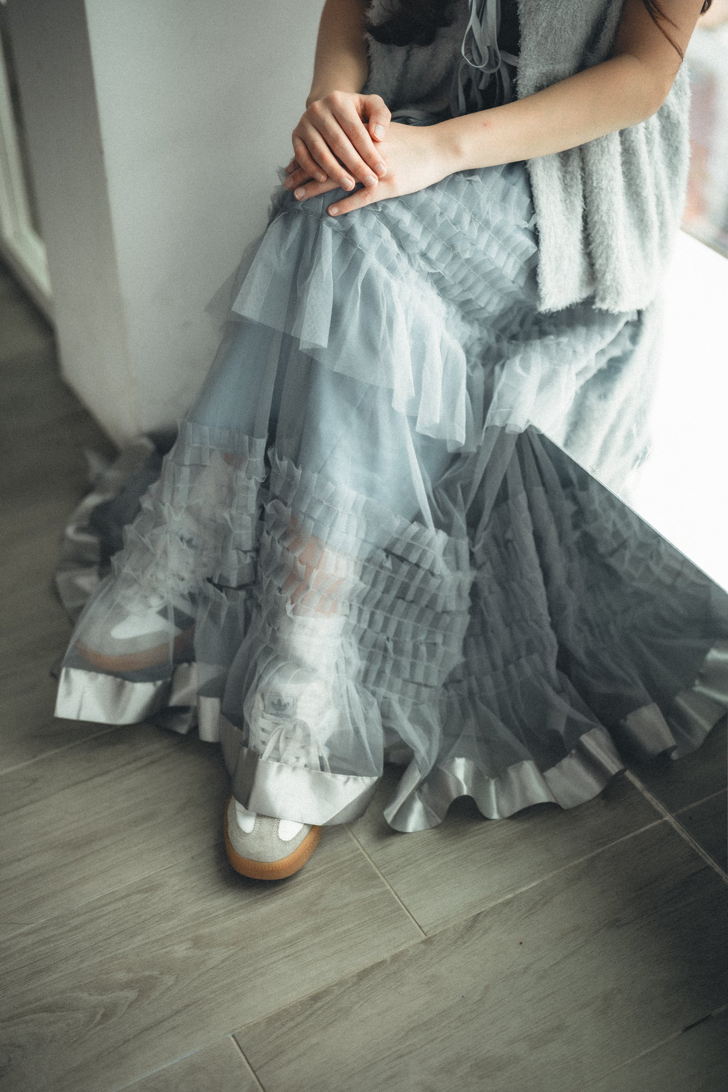 特別！公主風緞帶邊多層紗紗蛋糕長裙｜3色入