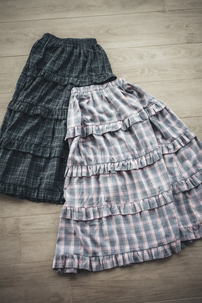 格紋蛋糕ruffle半裙｜3色入