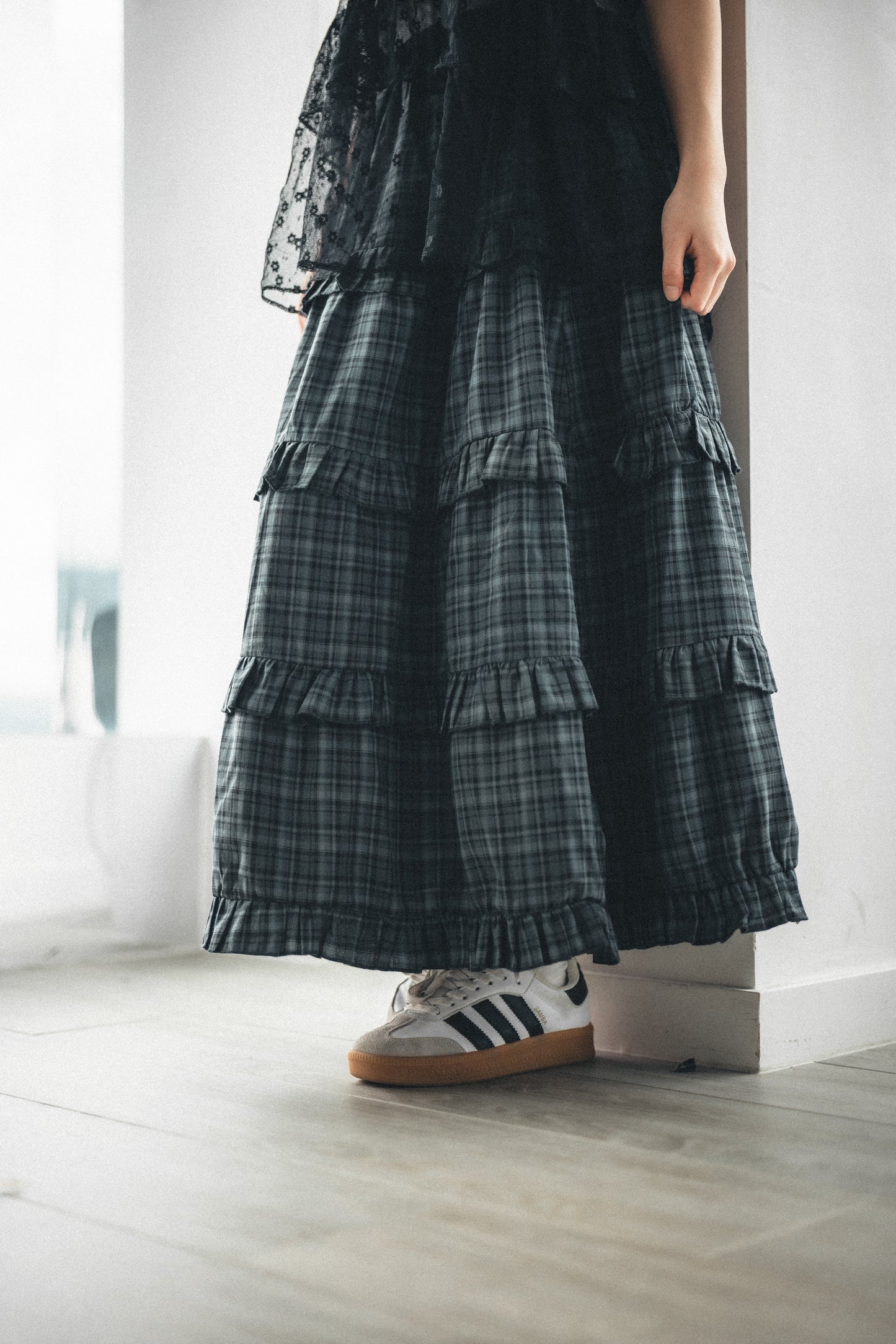 格紋蛋糕ruffle半裙｜3色入