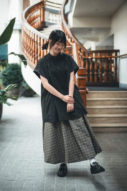 小飛袖鈕扣中長襯衫｜2色入