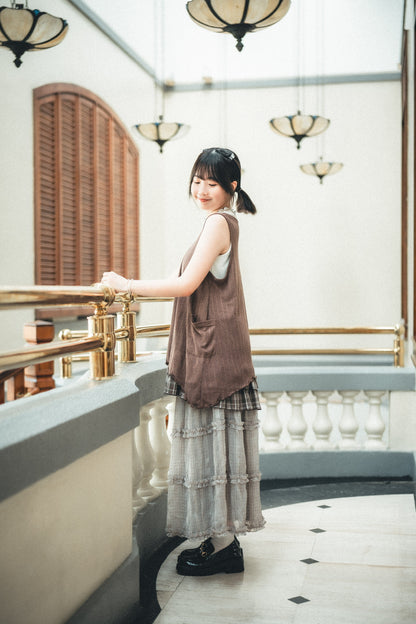 兩層layer🧸拼接背心娃娃top｜3色入