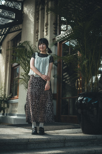 透紗～涼爽款豹紋開岔半裙｜2色入