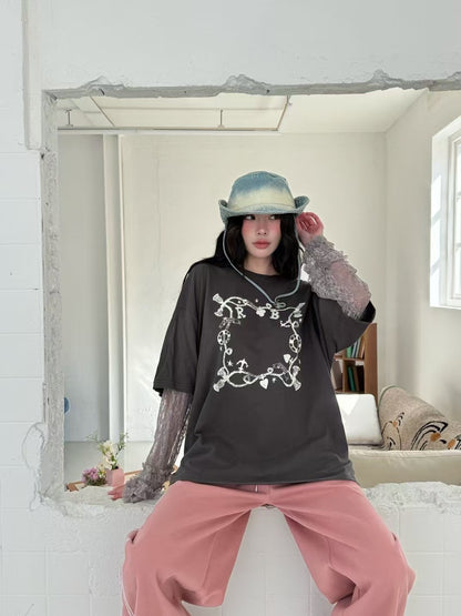 ROMANTIC RUFFLE LACE SLEEVES TEE | 3色入