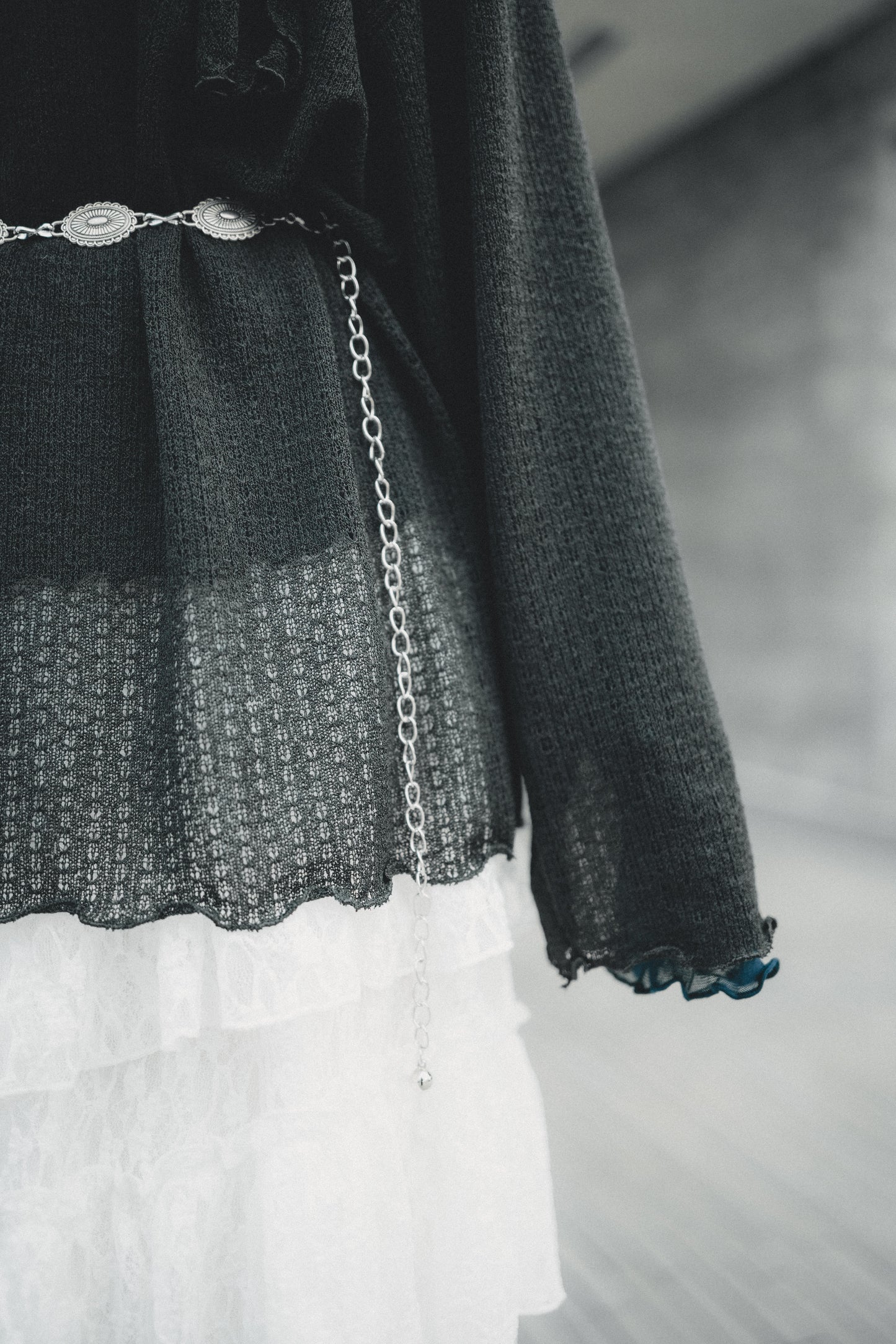 LOOSE FIT薄針織上衣 連圍巾set｜3色入