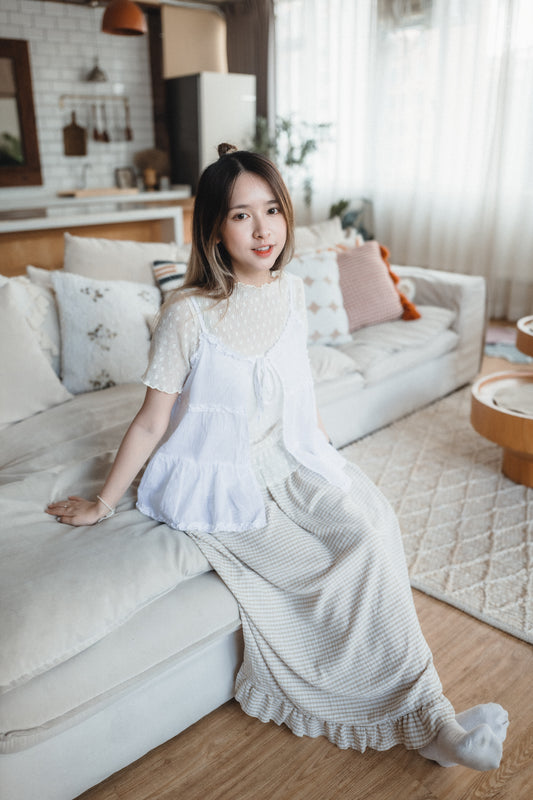 莫蘭迪𝓉ℴ𝓃ℯ花邊綁帶外搭｜4色入