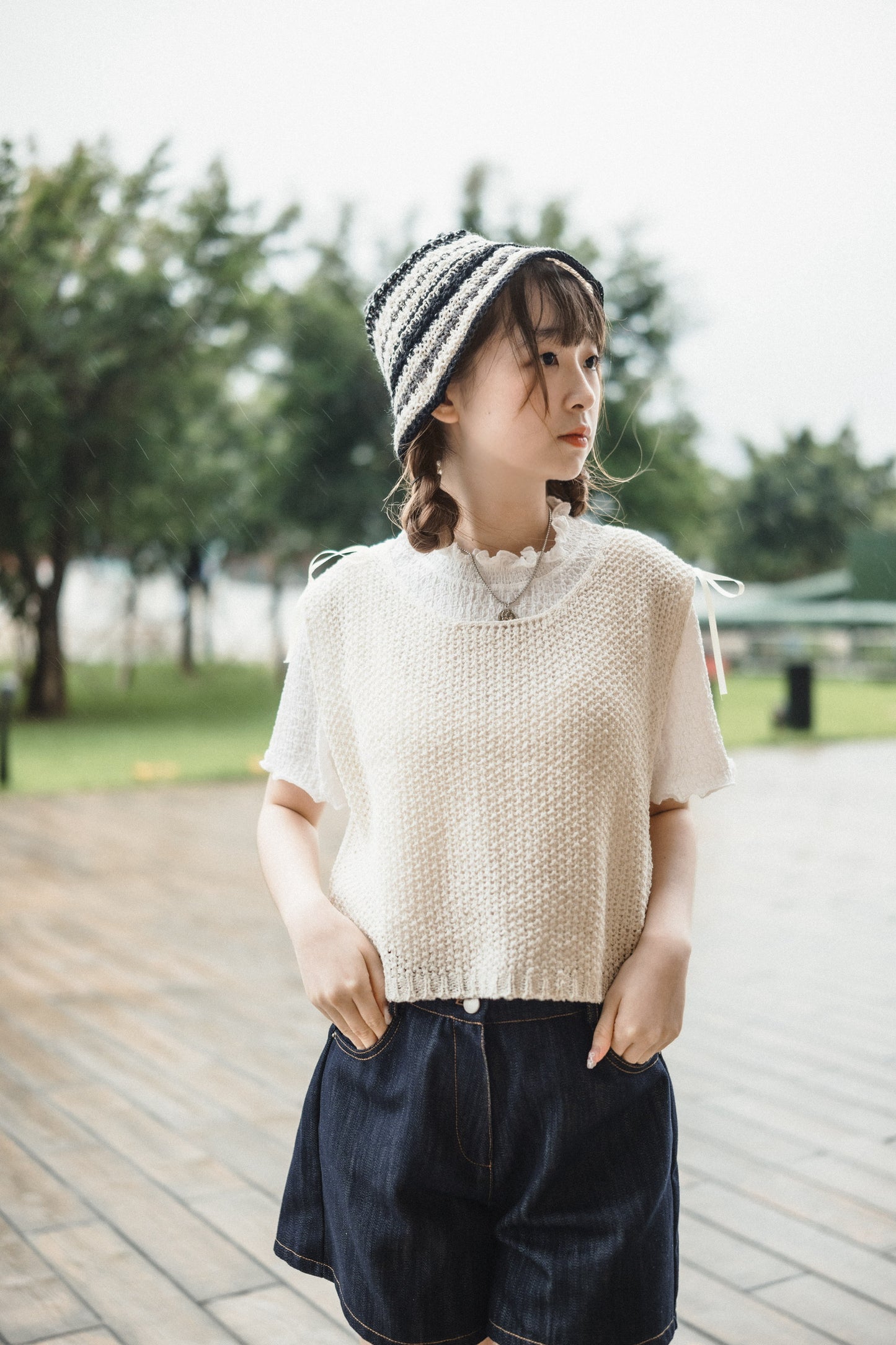 易襯皺皺➿捲邊Tee｜2色入