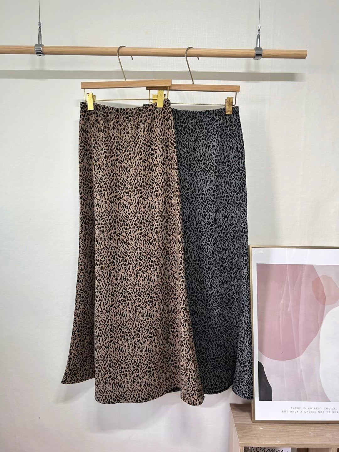 磨毛面針織豹紋魚尾裙｜2色入