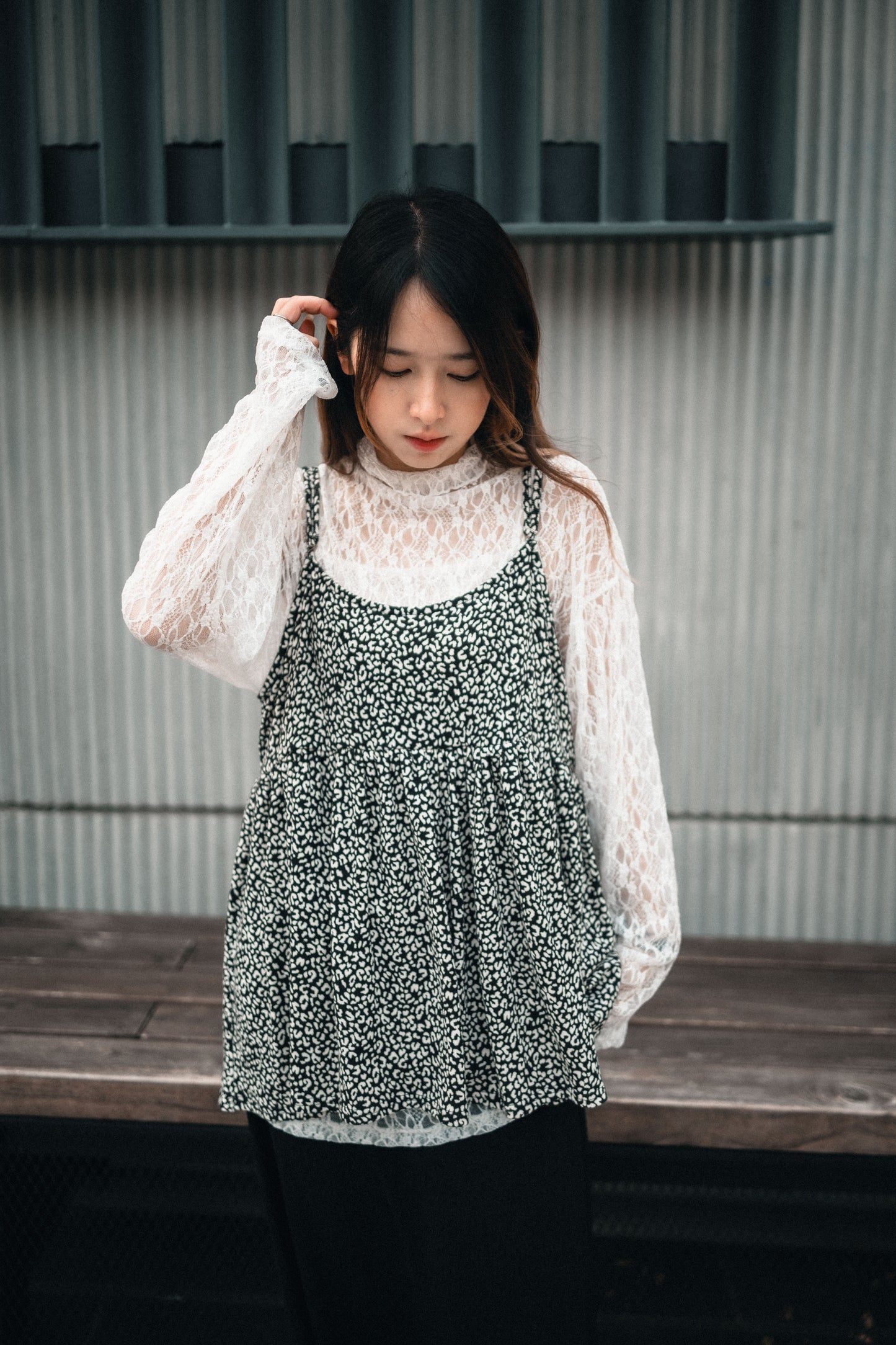 豹紋pattern吊帶layer｜3色入