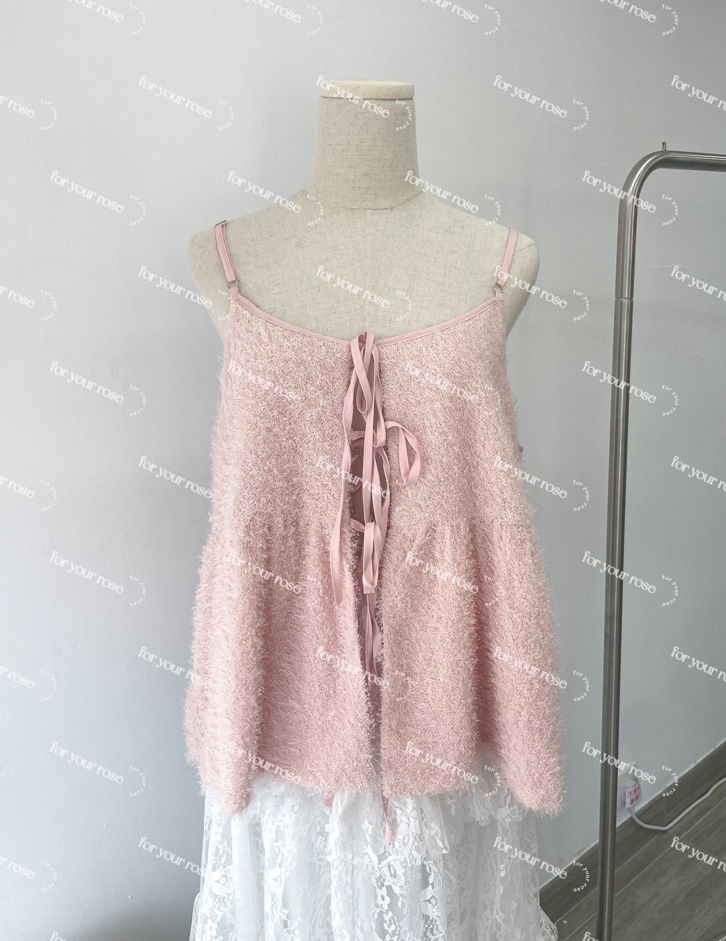 Bling Bling毛毛蝴蝶結綁帶背心｜6色入