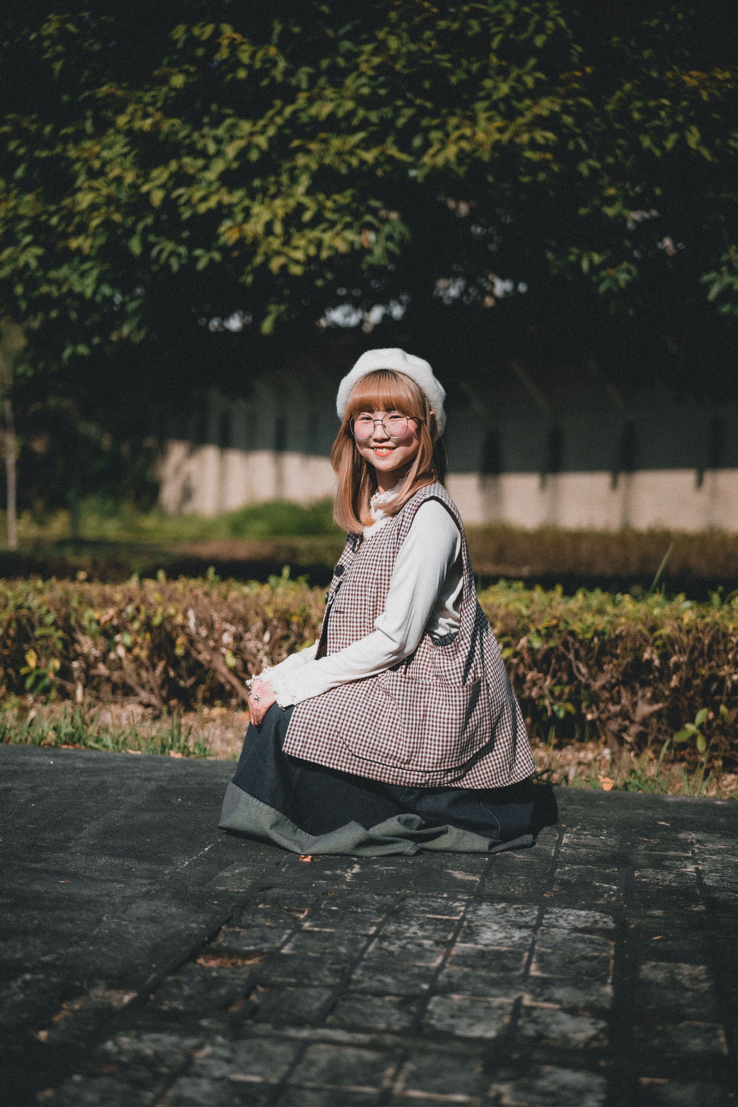 兩面穿QQ格仔鈕扣馬甲｜2色入