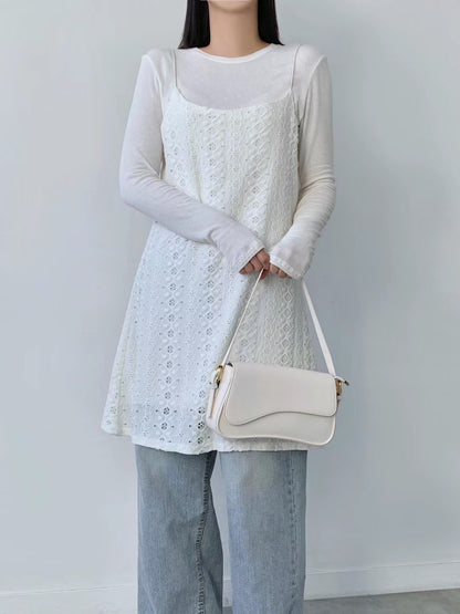 鈎織鏤花吊帶中長款OPS｜3色入