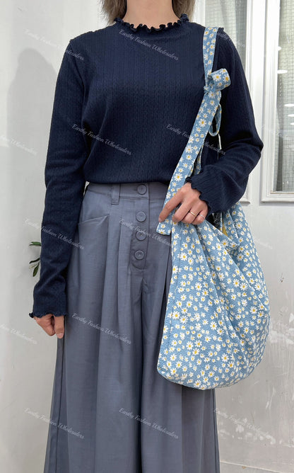 Ruffle暗紋長袖內搭｜3色入