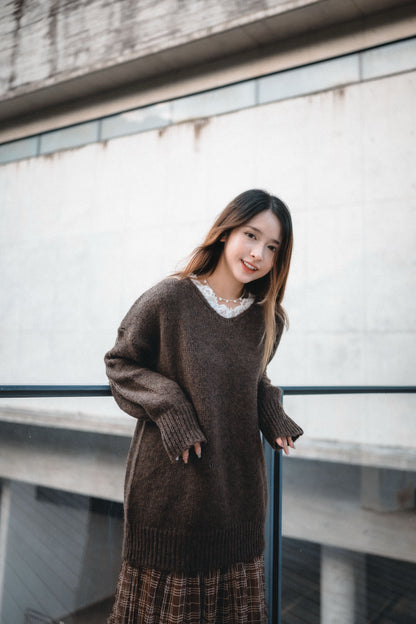 三分甜🍡軟糯Lace V領毛衣｜3色入