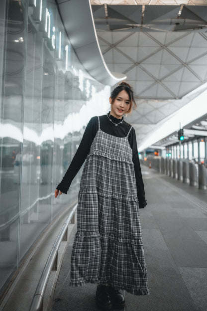 秋冬🟤格紋Ruffle OPS｜4色入