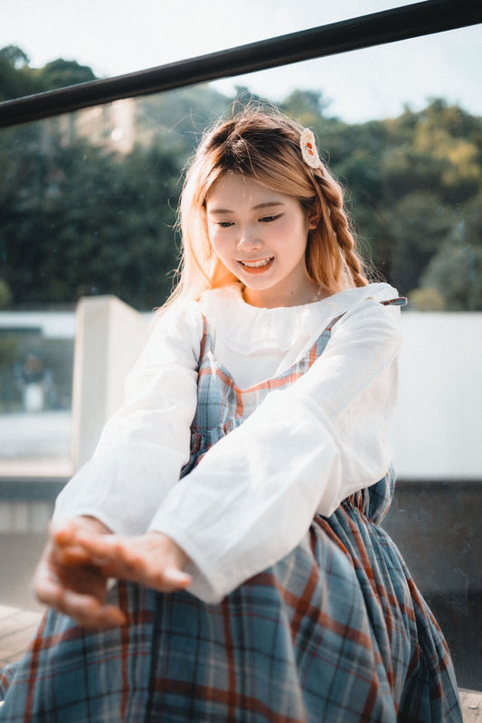 雙層圓花領長袖襯衫｜2色入