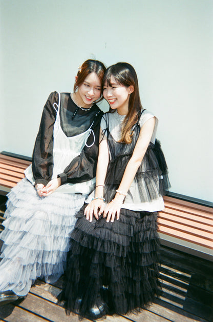 超仙氣✨ 綁結肩帶紗紗layer｜3色入