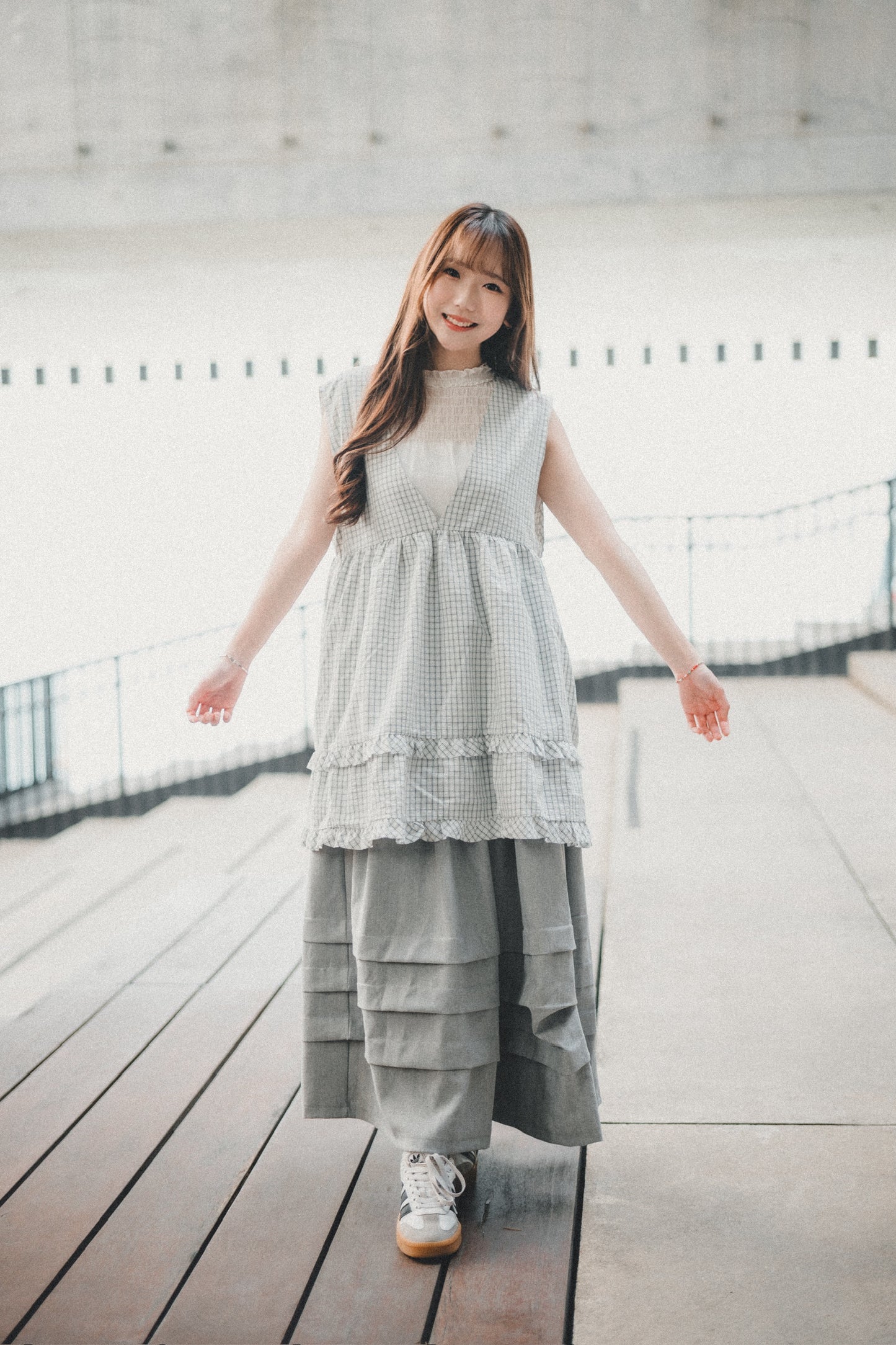 灰色系🩶褶褶層半身裙｜2色入