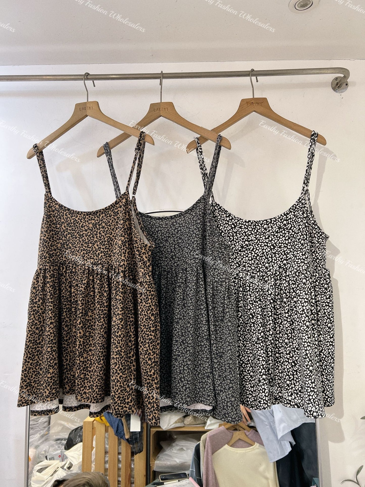 豹紋pattern吊帶layer｜3色入