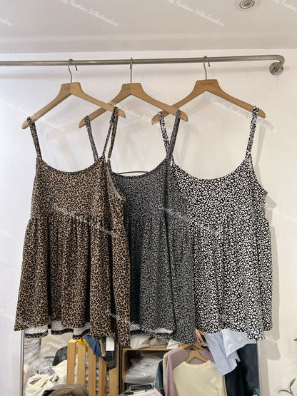 豹紋pattern吊帶layer｜3色入