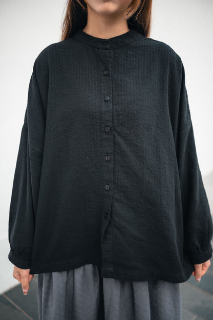 百搭易襯！圓領粒粒格紋襯衫｜3色入