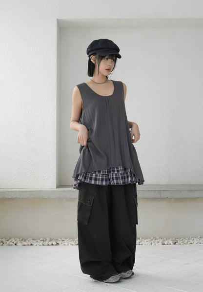 兩層layer🧸拼接背心娃娃top｜3色入