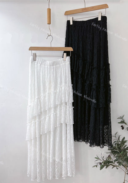 層層荷葉Lace半身裙｜2色入